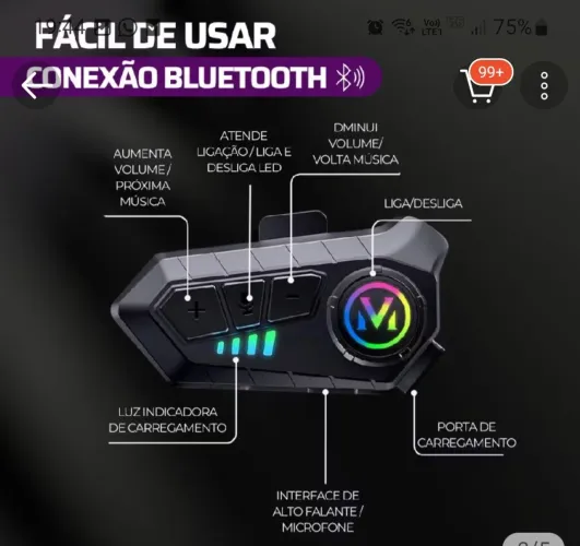 Fone De Ouvido Para Capacete Sem Fio