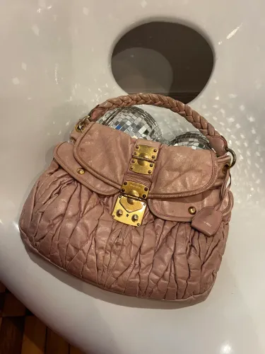 Bolsa miu miu original couro bege vintage