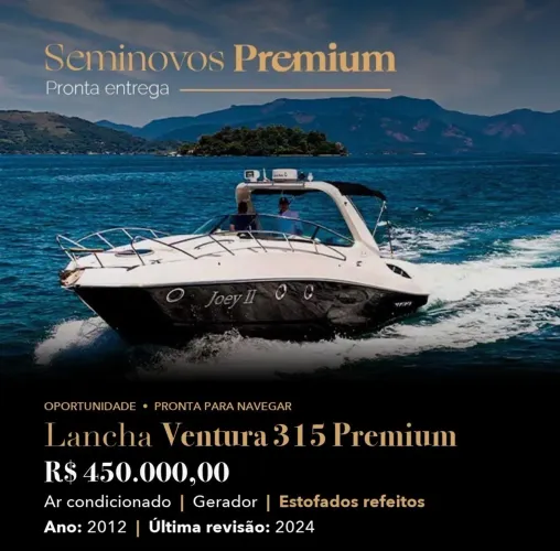 Título : Lancha Ventura 315 Premium 2012 - Ar, Gerador, Estofados Novos