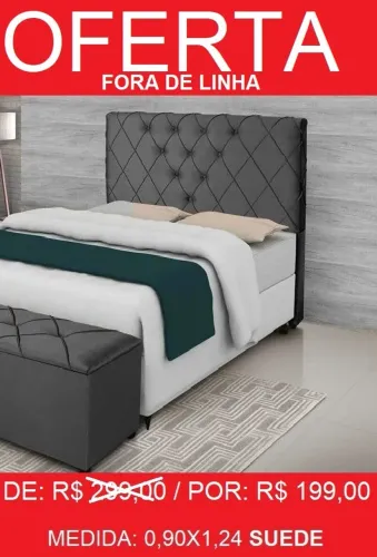 cabeceira cama solteiro estofada suede - entrega grátis!