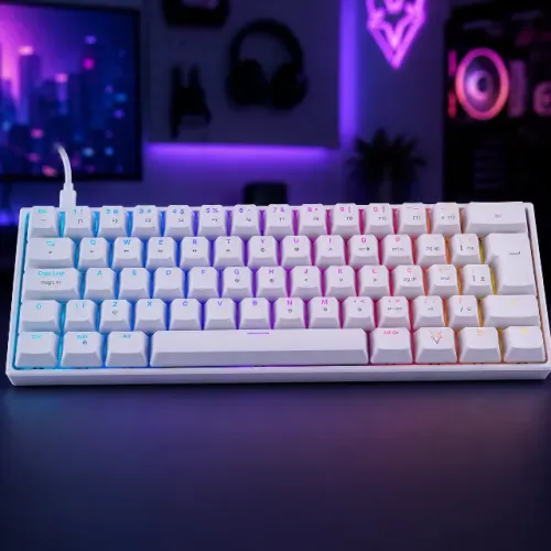 Teclado Mecânico Gamer Husky Blizzard, 60%, RGB, Switch Gateron Brown, ABNT2, Branco - HTG