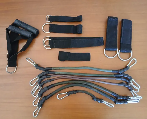 Kit Elásticos Resistência Faixas Elásticas + Alças + Puxadores Treino Funcional