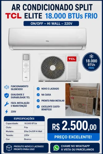 Ar Condicionado 18 mil BTU TCL Novo