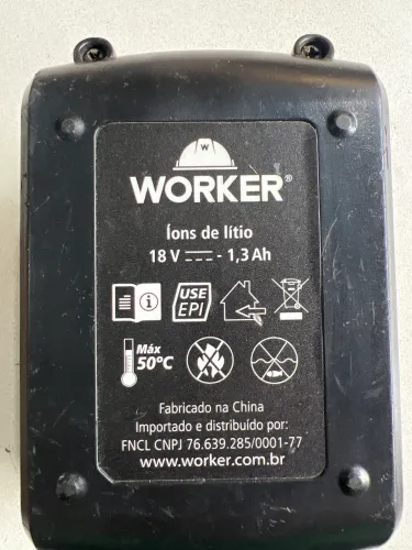 2 baterias da parafusadeira Worker, 18v 1,3 Ah com carregador