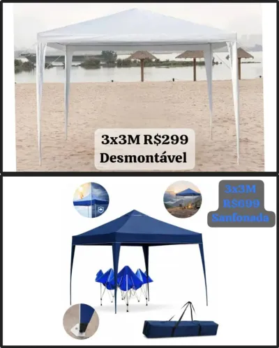 Tendas Gazebo 3x3m Branca ou azul desmontável ou sanfonada leiam a descrição 