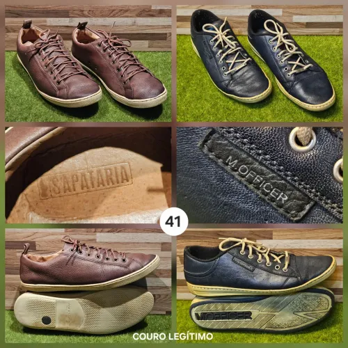 2 Pares Sapatênis de Couro Tam 41 (Lote)