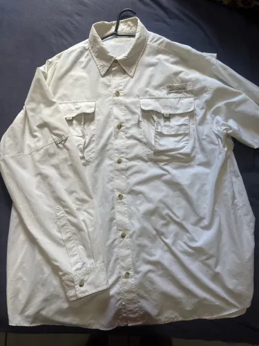 Camisa de pesca Columbia branca TAM G