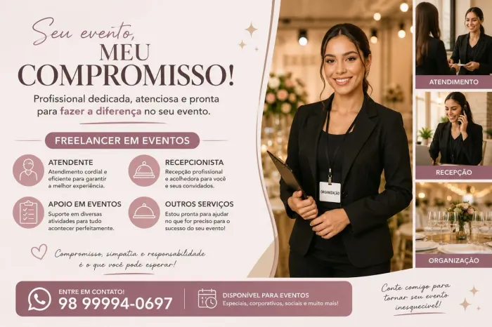 Disponível para trabalhar em eventos 