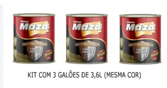 3 galões de 3,6 litros de tinta