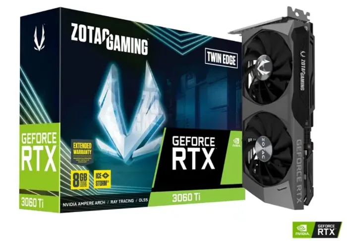 Placa de Vídeo RTX 3060 Ti 8GB ZOTAC GAMING Ti Twin Edge LHR