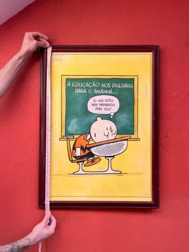Peanuts - Ilustração Clássica e Emoldurada do Charlie Brown da Turma do Snoopy