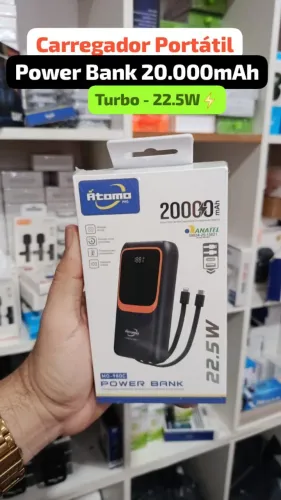 Carregador Portátil 20.000mAh USB-C e Lightning Integrado