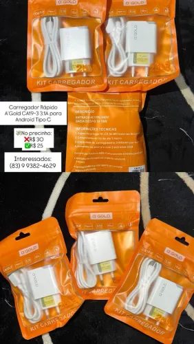 Carregador Rápido para Android tipo C
