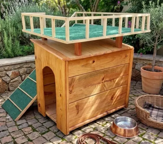 Casinha de cachorro estilo terraço com cobertura 