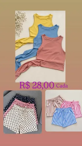 Body e blusa de amarração de lado no tecido poliamida e conjuntos no tecido crepe 