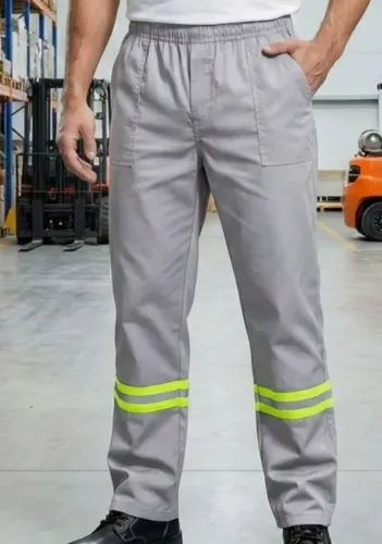 Calça Uniforme de Brim Masculina Ideal para Trabalho com Faixa Refletiva Tamanho P - NOVA