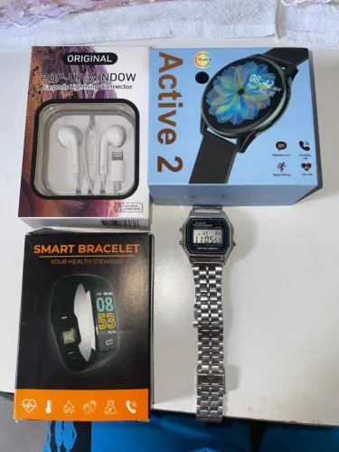 Kit 3 Acessórios Eletrônicos + Relógio casio de Brinde