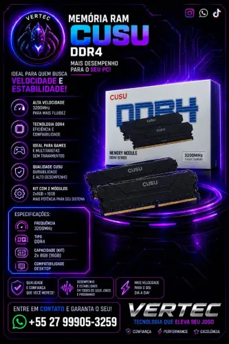 Memória ram 2x8GB 3200mhz cusu
