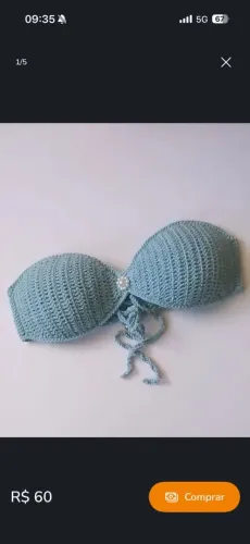 Top de crochê azul