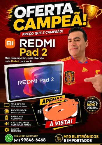 Tablet xiaomi redmi pad 2 256gb 8gb ram novo lacrado
