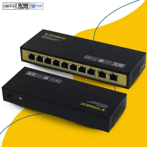 Switch de Rede PoE Power Over Ethernet 8 Portas 10/100Mbps PoE 12-55V Tarmoc TSW-108-POE