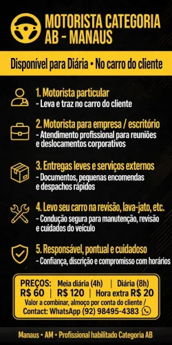 Motorista Categoria AB - Diarista