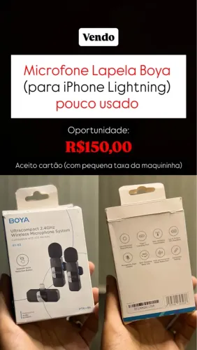 Microfone Lapela Boya (para iPhone Lightning) pouco usado