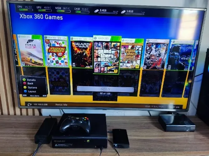 xbox 360 s slim desbloqueio xploit jtag , hd externo com 340 jogos
