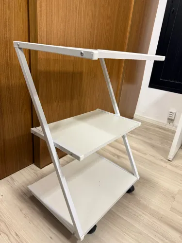 Prateleira Mesa Lateral Com Rodinha Branco