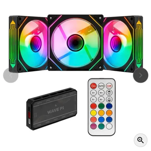 Kit ventoinhas pichau wave p1 ARGB 3x120mm + controladora