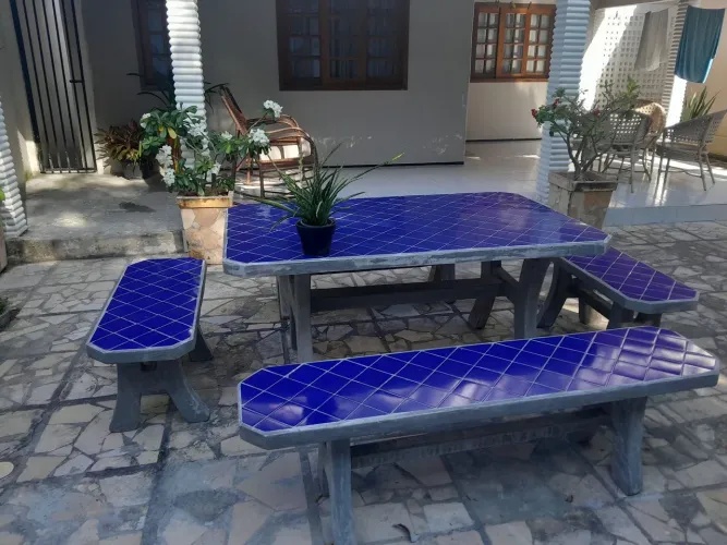 MESA DE CIMENTO PASTILHAS CERÂMICA