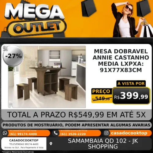 MESA DOBRAVEL ANNIE CASTANHO MEDIA LxPxA: 91X77X83CM 25542151
