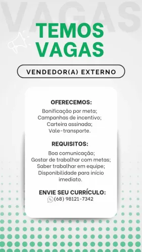 CONTRATA-SE VENDEDOR(A) EXTERNO E SUPERVISOR EXTERNO