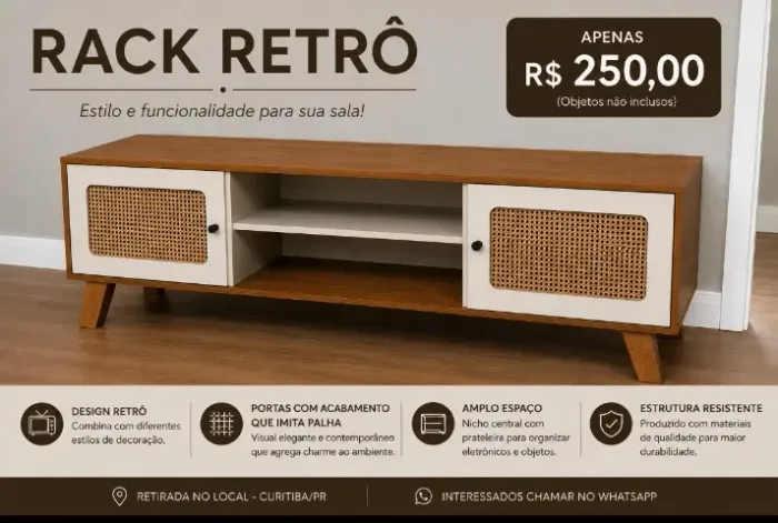 Rack Retrô - 1,80 x 0,40m - Semi-novo