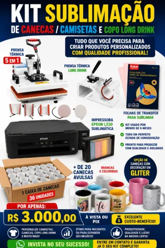KIT COMPLETO DE SUBLIMAÇÃO