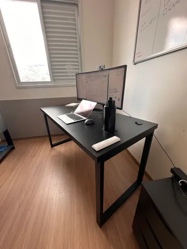  Mesa Preta 180cm X 60cm Base Metálica Preta - Fosco 