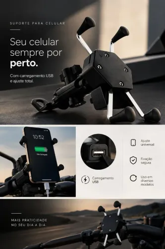 Suporte de Celular com carregador USB C