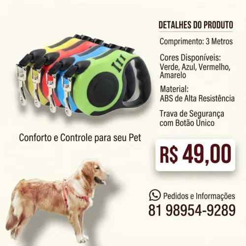 Guias retráteis para cães e gatos