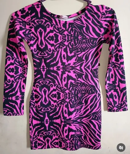 Vestido Tubinho Pink e Preto|Decote Nadador|Veste PP/P