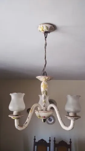 Lustre Pingente Antigo em Porcelana Europeia