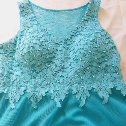 Vestido de festa longo azul-turquesa<br>Vestido de festa longo, elegante