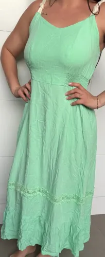Vestido verde claro linho plus size
