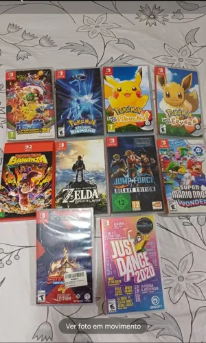 Nintendo Switch V2, com jogos mídia física, 2 pares de Joy con