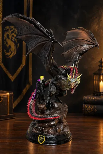 Estátua Daenerys Targaryen e Drogon Resina 3D Colecionável