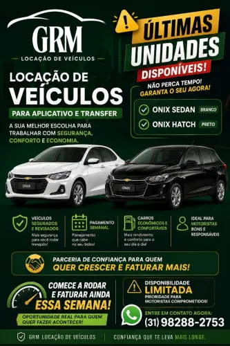 Aluguel de veículos para aplicativo 