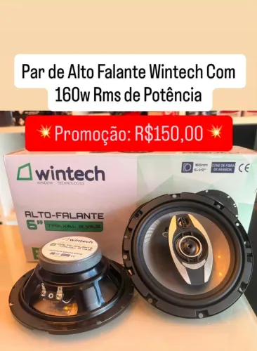 Par de Alto Falante Wintech 160w Rms 80w Cada Fone Porta Carro Automotivo Som Veicular