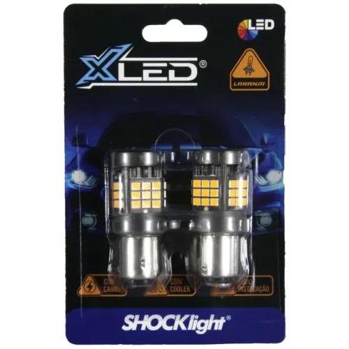 Lâmpada Led 1157 Canbus 36 Leds 2 Polo12V Laranja ShockLight