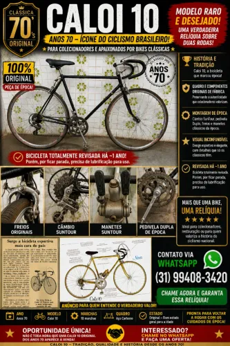 Bicicleta Caloi 10 Anos 70 Original | Clássica | Colecionador