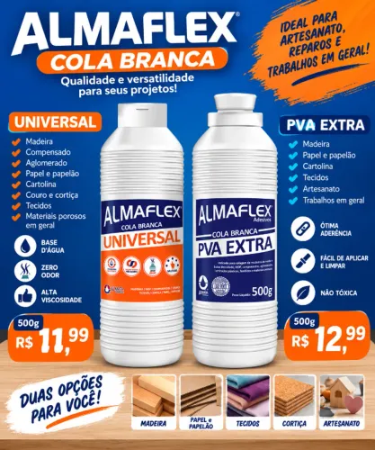 Cola Branca PVA e Universal 500g