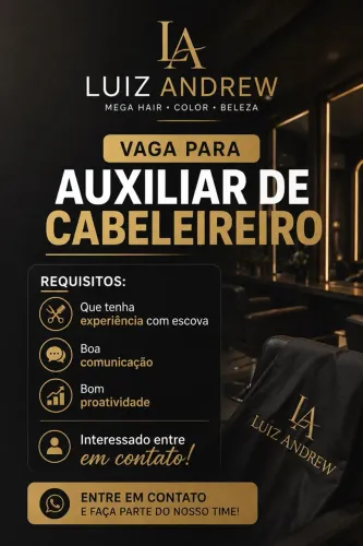 Vaga para auxiliar de cabeleireiro